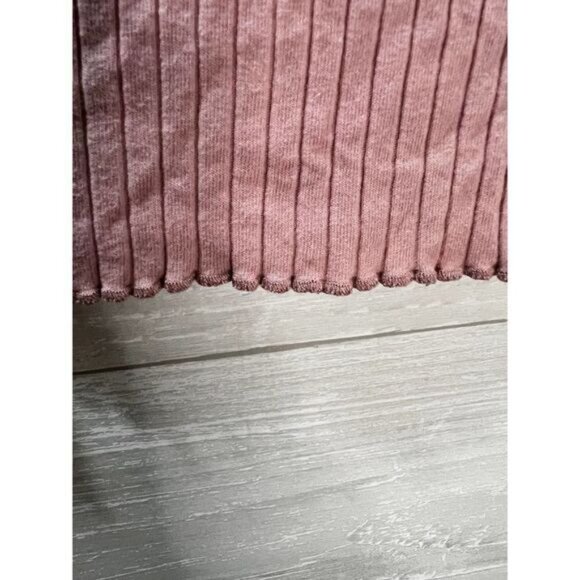 SHEIN Lettuce Trim Rib-knit Crop‎ Tee Pink Medium - Picture 4 of 5